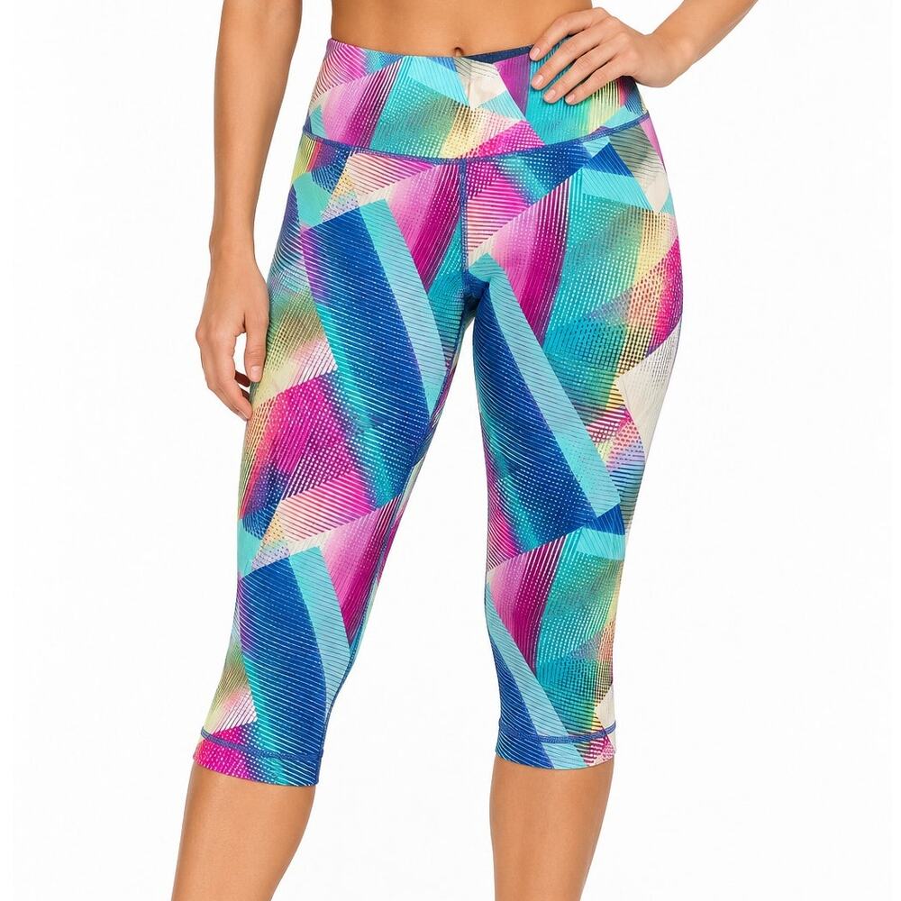 VSX Sport Victoria’s Secret Cropped Leggings Multicolor Geometric Print Athletic